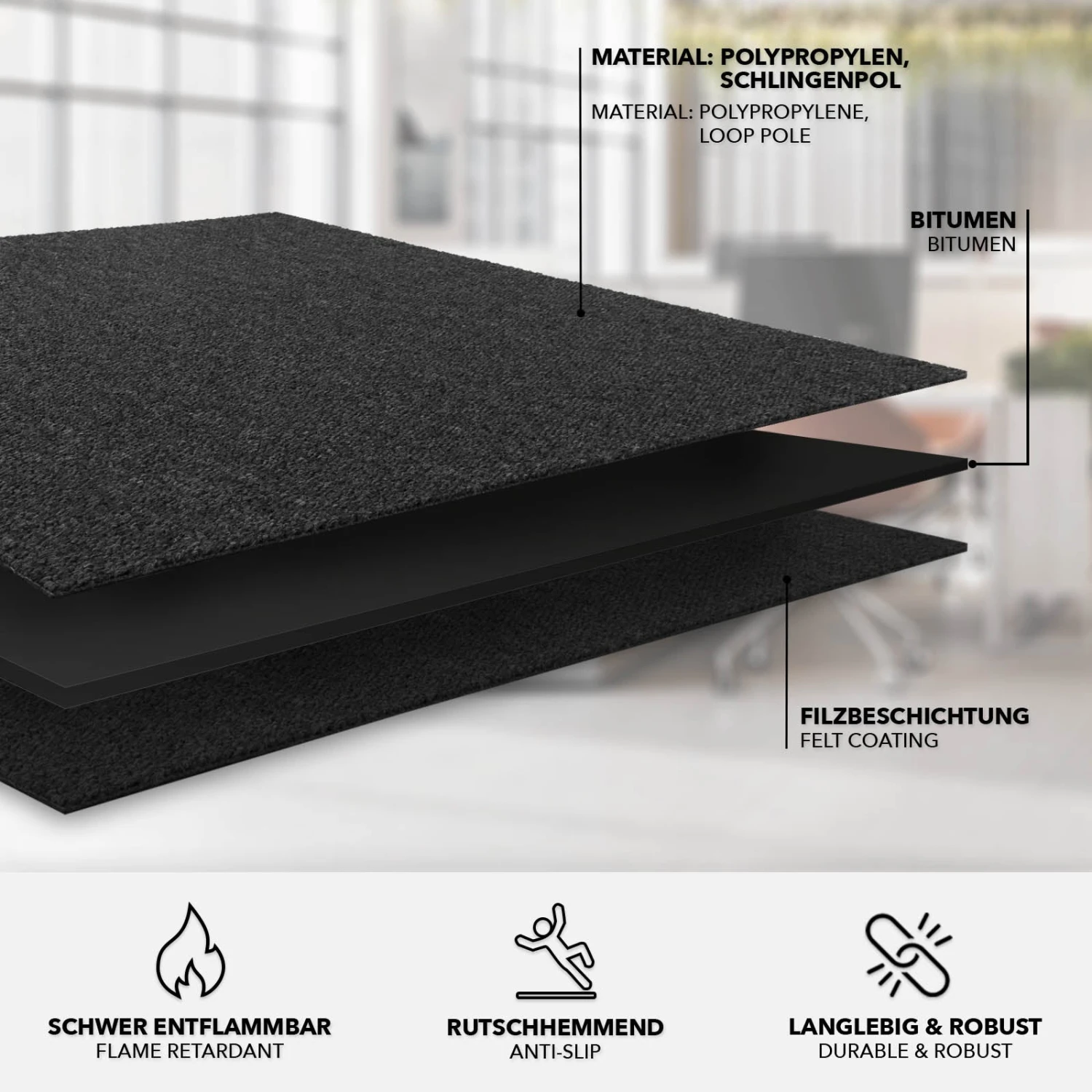 Teppichfliesen Vienna | 50x50 Cm | Selbstliegend 11 Teppichfliesen Vienna | 50x50 Cm | Selbstliegend – Bild 9