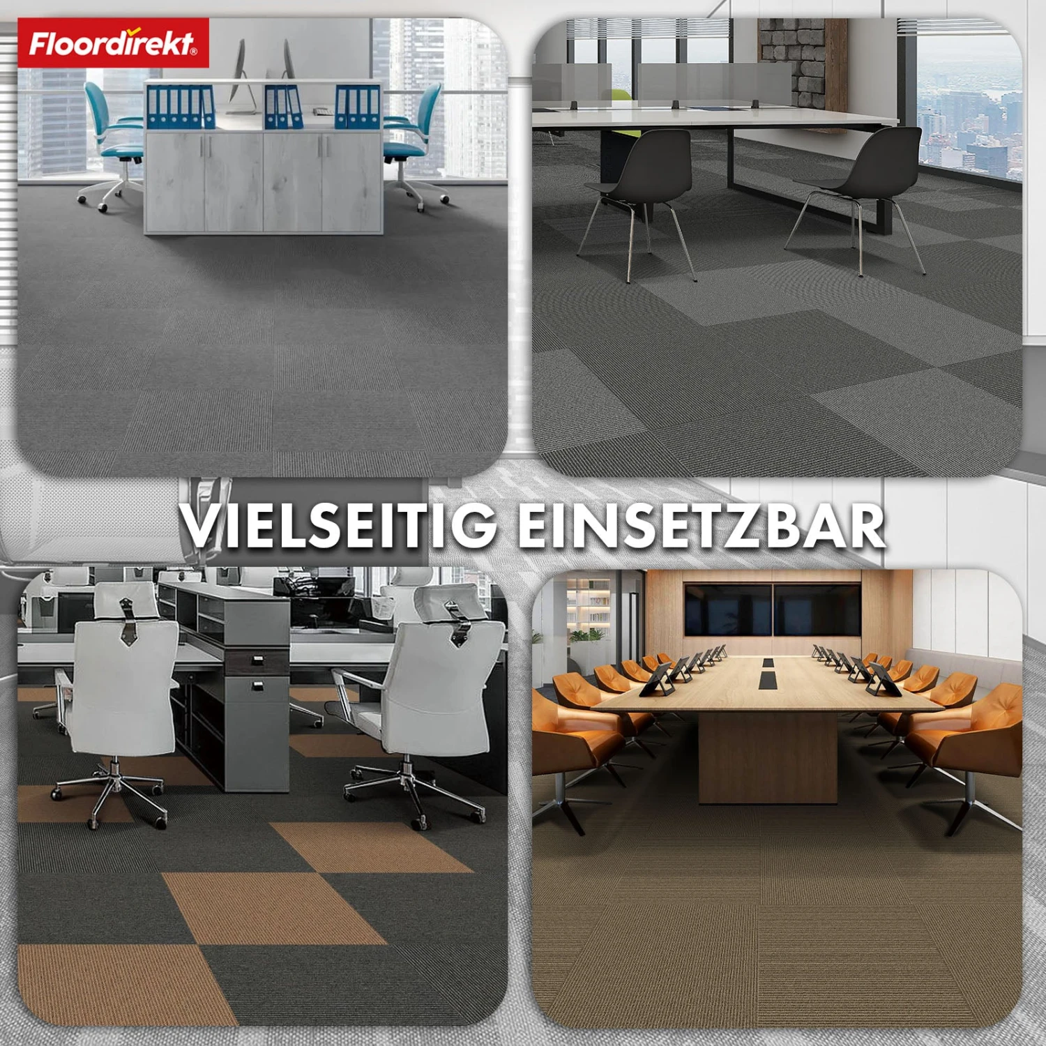 Teppichfliesen | Bern | 50 X 50 Cm | Selbstliegend Mit Streifendesign | In Anthrazit, Grau & Beige Für Gewerbe Und Privathaushalte 8 Teppichfliesen | Bern | 50 X 50 Cm | Selbstliegend Mit Streifendesign | In Anthrazit, Grau & Beige Für Gewerbe Und Privathaushalte – Bild 6