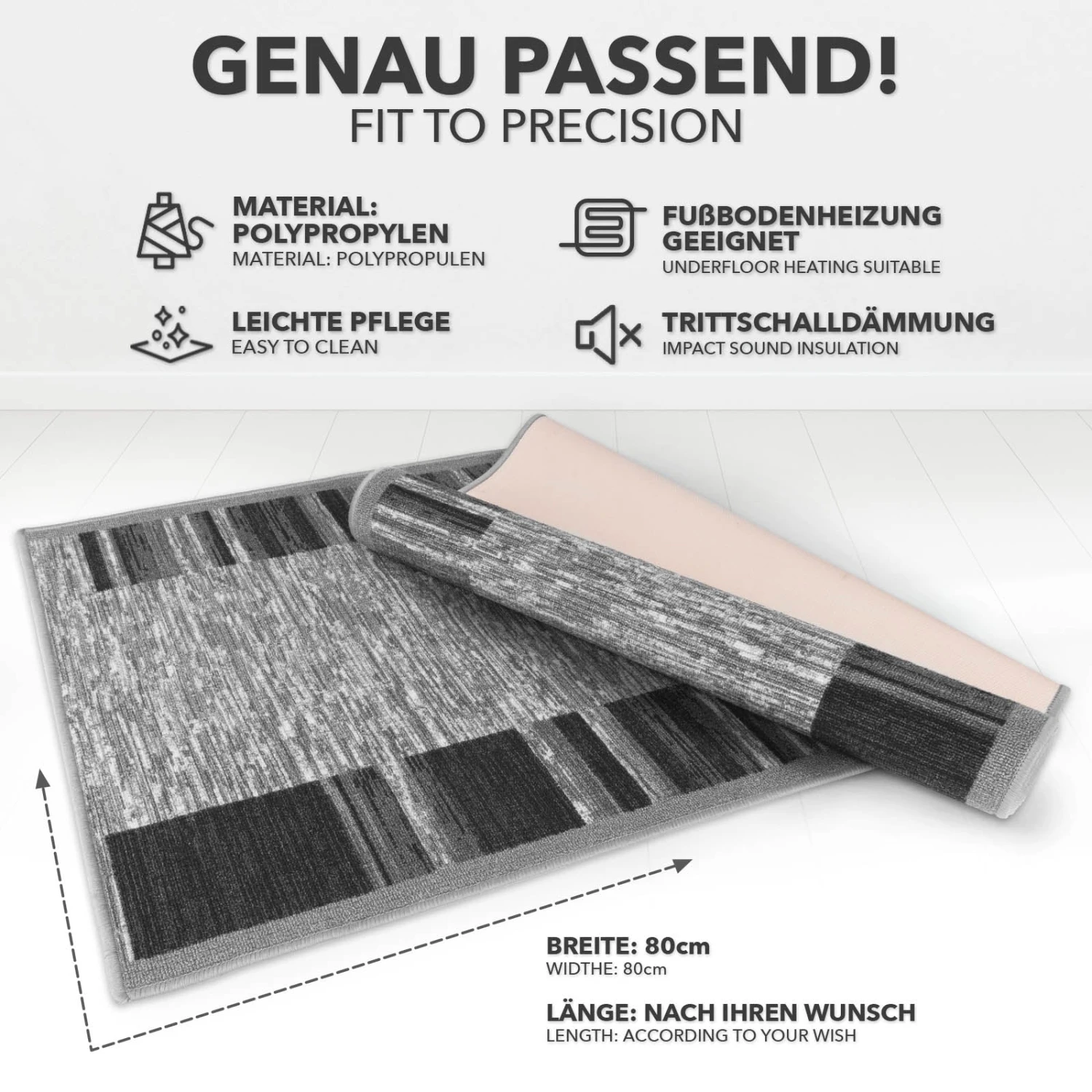 Teppich-Läufer Auf Maß | Navona | Breite: 80 Cm 8 Teppich-Läufer Auf Maß | Navona | Breite: 80 Cm – Bild 6