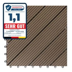 WPC-Terrassenfliese | Classic | Dunkelbraun | 30 X 30 Cm