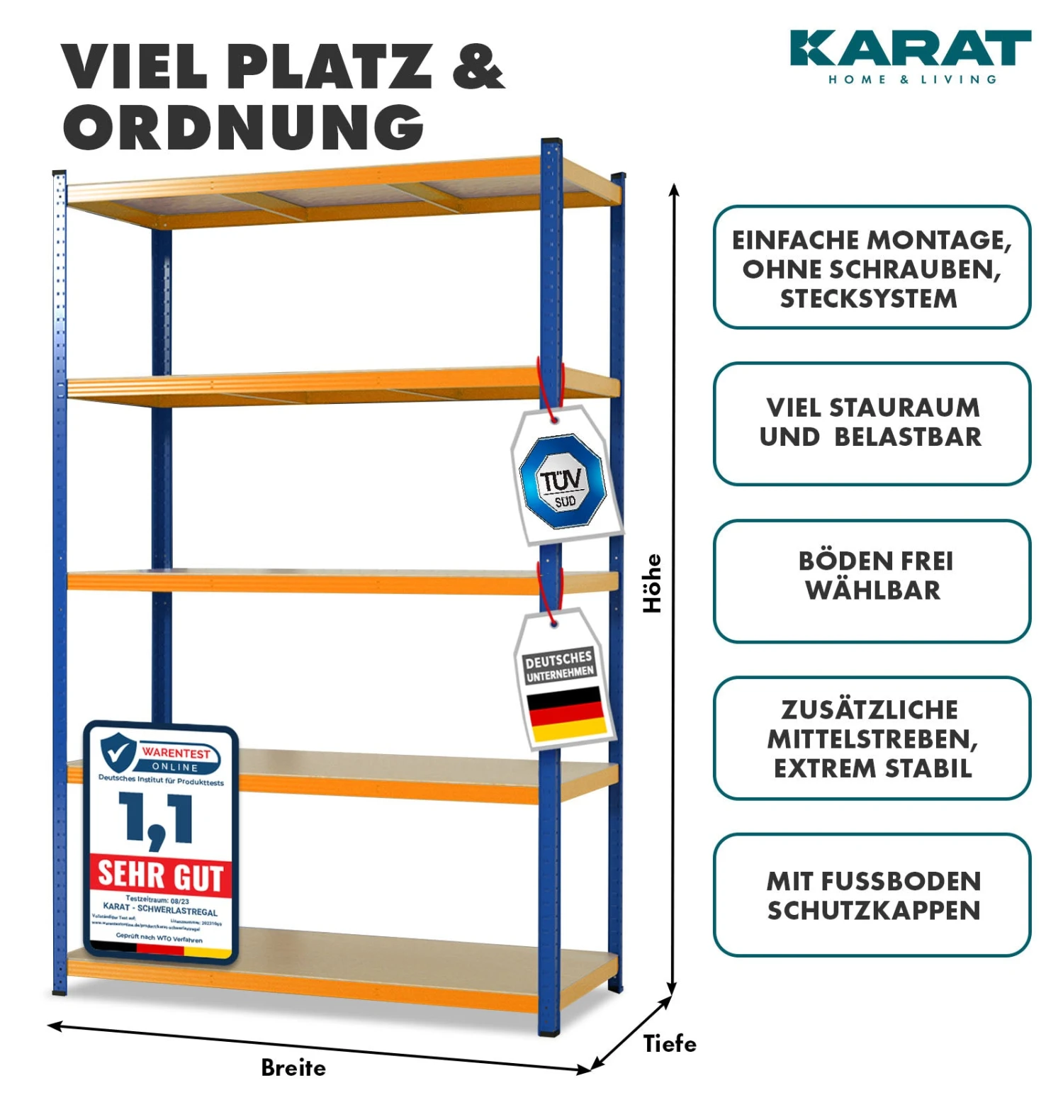 Schwerlastregal | Blau-Orange | Traglast Bis 1250 Kg | Individuell Einsetzbar 4 Schwerlastregal | Blau-Orange | Traglast Bis 1250 Kg | Individuell Einsetzbar – Bild 2
