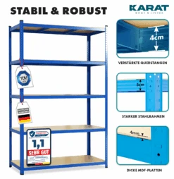Schwerlastregal | Blau | Für Keller & Werkstatt | Traglast Bis 1250 Kg 11 Schwerlastregal | Blau | Für Keller & Werkstatt | Traglast Bis 1250 Kg -Floordirekt TitanRack 3. Elements proportions BLAU