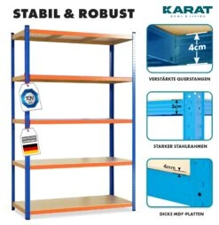 Schwerlastregal | Blau-Orange | Traglast Bis 1250 Kg | Individuell Einsetzbar 11 Schwerlastregal | Blau-Orange | Traglast Bis 1250 Kg | Individuell Einsetzbar -Floordirekt TitanRack 3.Elementsproportions BLAU orange
