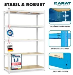 Schwerlastregal | Weiß | Für Keller & Werkstatt | Gesamtlast: 875 Kg 11 Schwerlastregal | Weiß | Für Keller & Werkstatt | Gesamtlast: 875 Kg -Floordirekt TitanRack 3.Elementsproportions Weiss