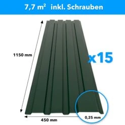 Trapezblech | Wand- & Dachverkleidung | Profilblech | 15 Stück | 115 X 45 Cm 32 Trapezblech | Wand- & Dachverkleidung | Profilblech | 15 Stück | 115 X 45 Cm -Floordirekt Trapezblech gruen 02