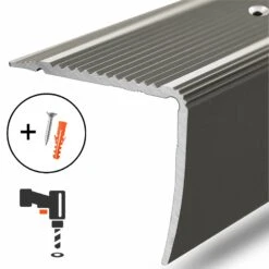 Stufenkantenprofil Integral | Form: L | Vorgebohrt 40 Stufenkantenprofil Integral | Form: L | Vorgebohrt -Floordirekt Treppenwinkel Bronze Hell Bohr