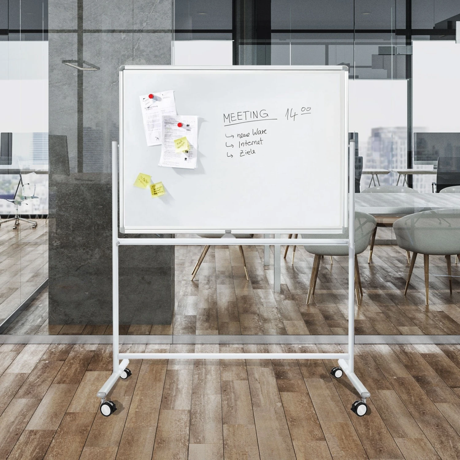 Whiteboard Stanford | Lackiert | Mobil & Drehbar | Für Büro, Gewerbe & Privat 5 Whiteboard Stanford | Lackiert | Mobil & Drehbar | Für Büro, Gewerbe & Privat – Bild 3