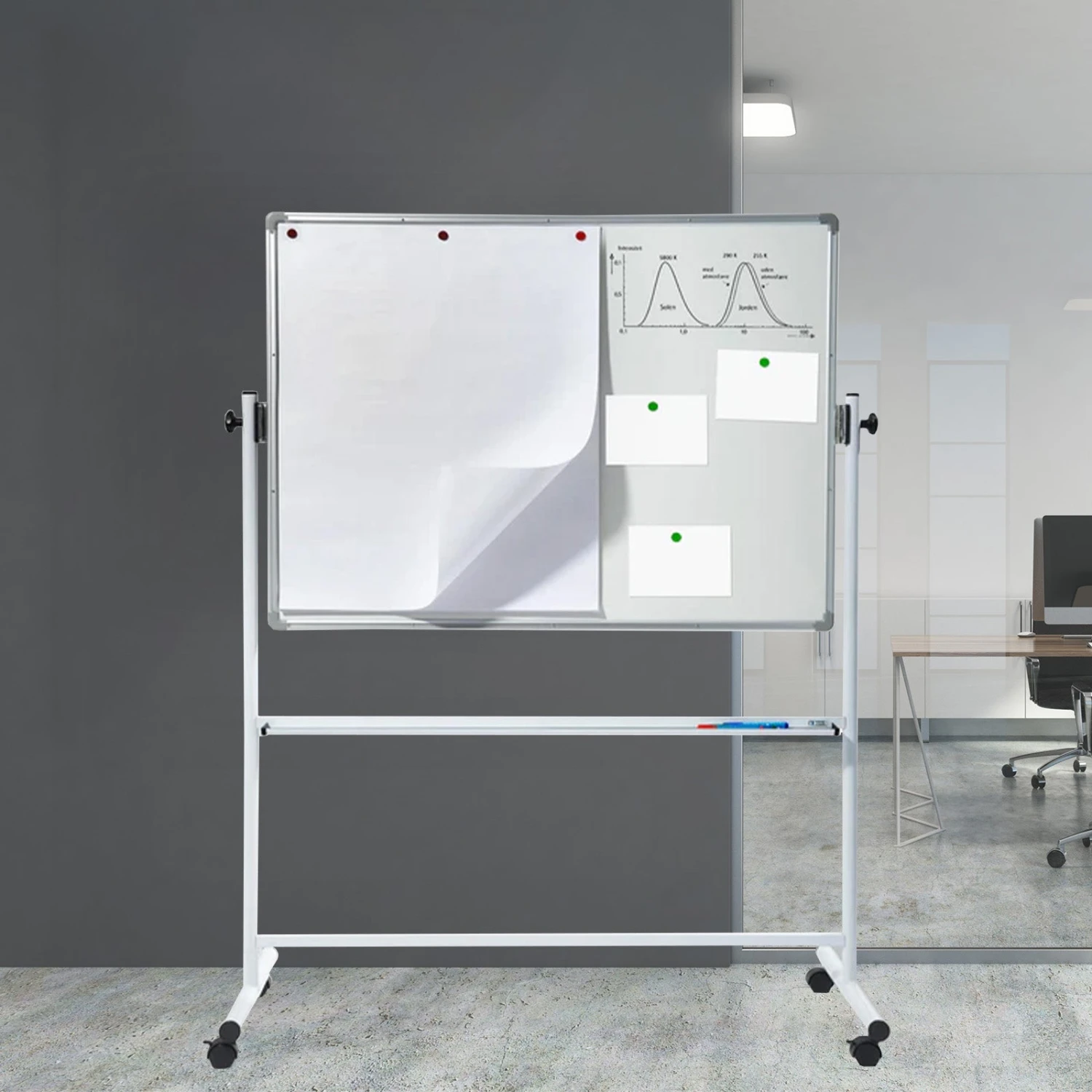 Whiteboard Speziallackiert | Mobil & Drehbar | Freistehend 3 Whiteboard Speziallackiert | Mobil & Drehbar | Freistehend