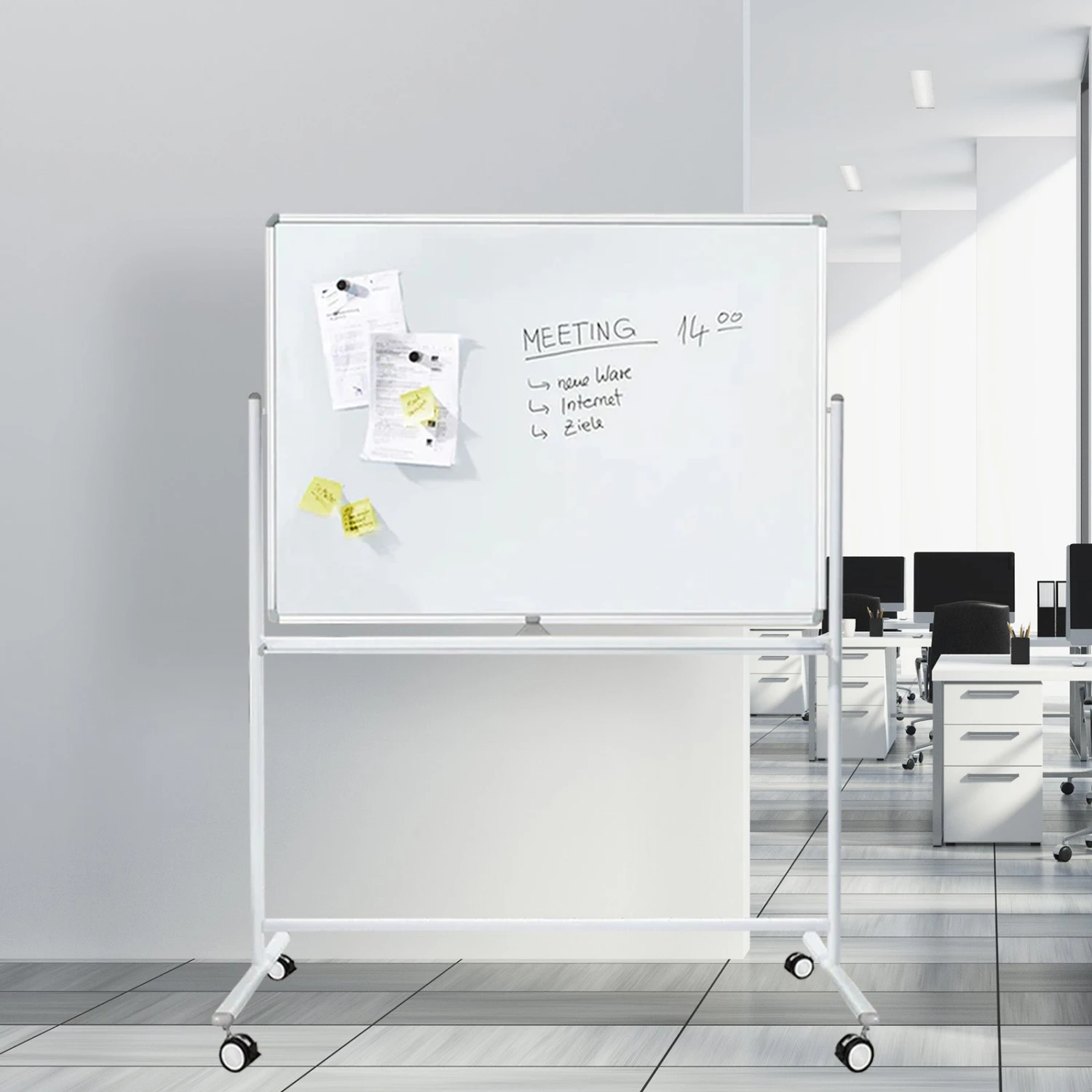 Whiteboard Stanford | Lackiert | Mobil & Drehbar | Für Büro, Gewerbe & Privat 3 Whiteboard Stanford | Lackiert | Mobil & Drehbar | Für Büro, Gewerbe & Privat