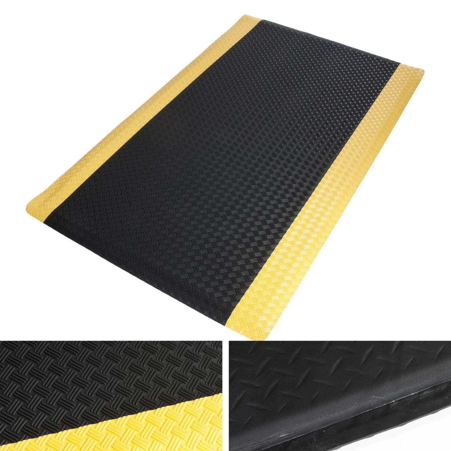 Anti-Ermüdungsmatte | Heavy-Duty Tire Tuff | Schwarz-Gelb | Doppellagig | Gelenkschonende Arbeitsplatzmatte 4 Anti-Ermüdungsmatte | Heavy-Duty Tire Tuff | Schwarz-Gelb | Doppellagig | Gelenkschonende Arbeitsplatzmatte – Bild 2