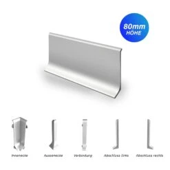 Sockelleiste Aluminium | KWS 608 | 80 Mm | Länge: 1,90 M