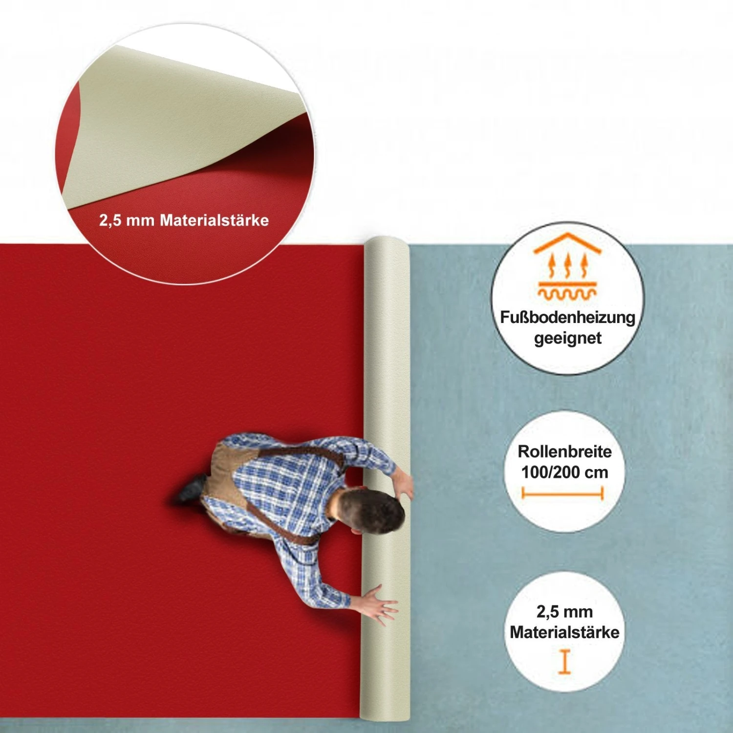 CV-Belag | Expotop | Rot | Extra Abriebsfester PVC Bodenbelag 8 CV-Belag | Expotop | Rot | Extra Abriebsfester PVC Bodenbelag – Bild 6