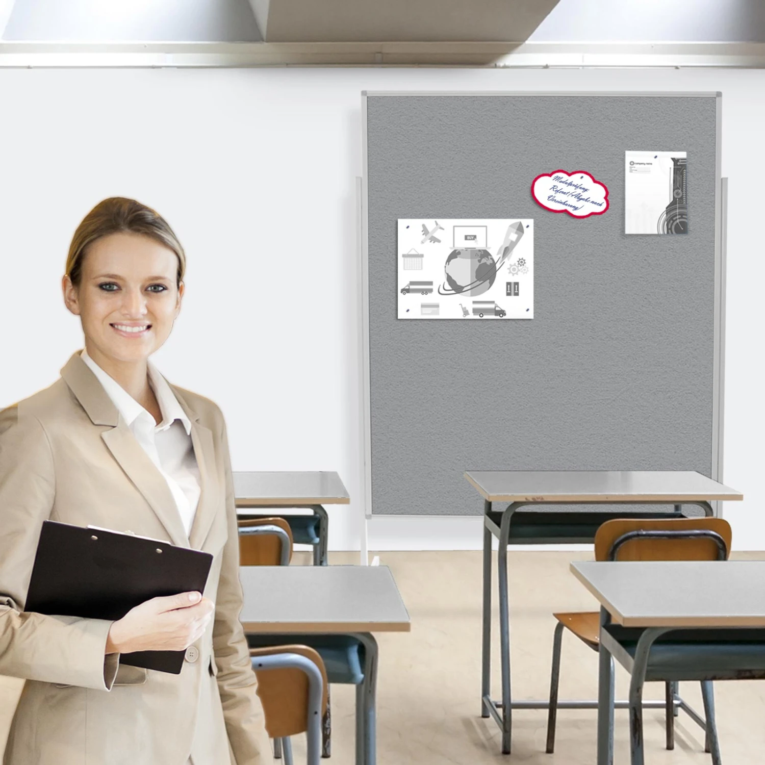 Filz-Moderationstafel | Einteilig | Mit Rollen | 150x120 Cm 13 Filz-Moderationstafel | Einteilig | Mit Rollen | 150x120 Cm – Bild 11