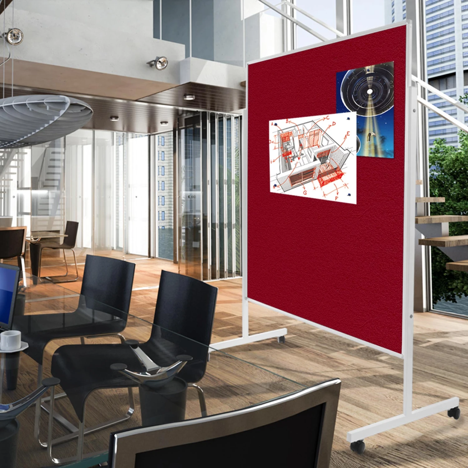 Filz-Moderationstafel | Einteilig | Mit Rollen | 150x120 Cm 18 Filz-Moderationstafel | Einteilig | Mit Rollen | 150x120 Cm – Bild 16