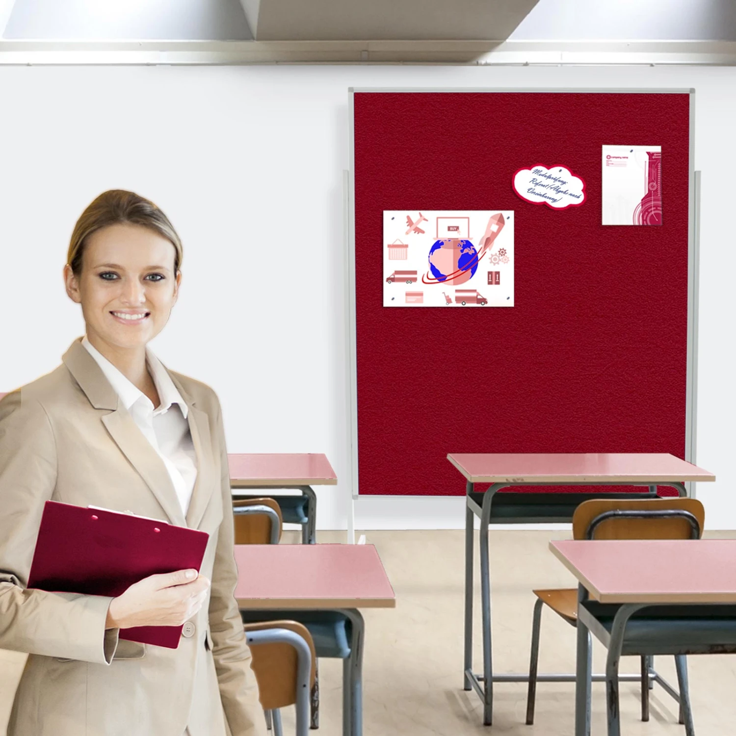 Filz-Moderationstafel | Einteilig | Mit Rollen | 150x120 Cm 17 Filz-Moderationstafel | Einteilig | Mit Rollen | 150x120 Cm – Bild 15