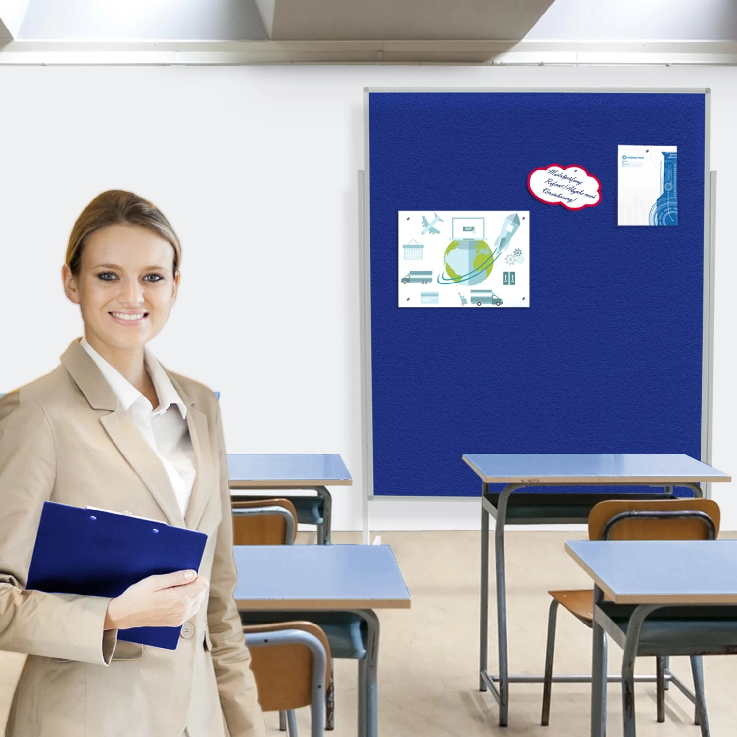 Filz-Moderationstafel | Einteilig | Mit Rollen | 150x120 Cm 7 Filz-Moderationstafel | Einteilig | Mit Rollen | 150x120 Cm – Bild 5