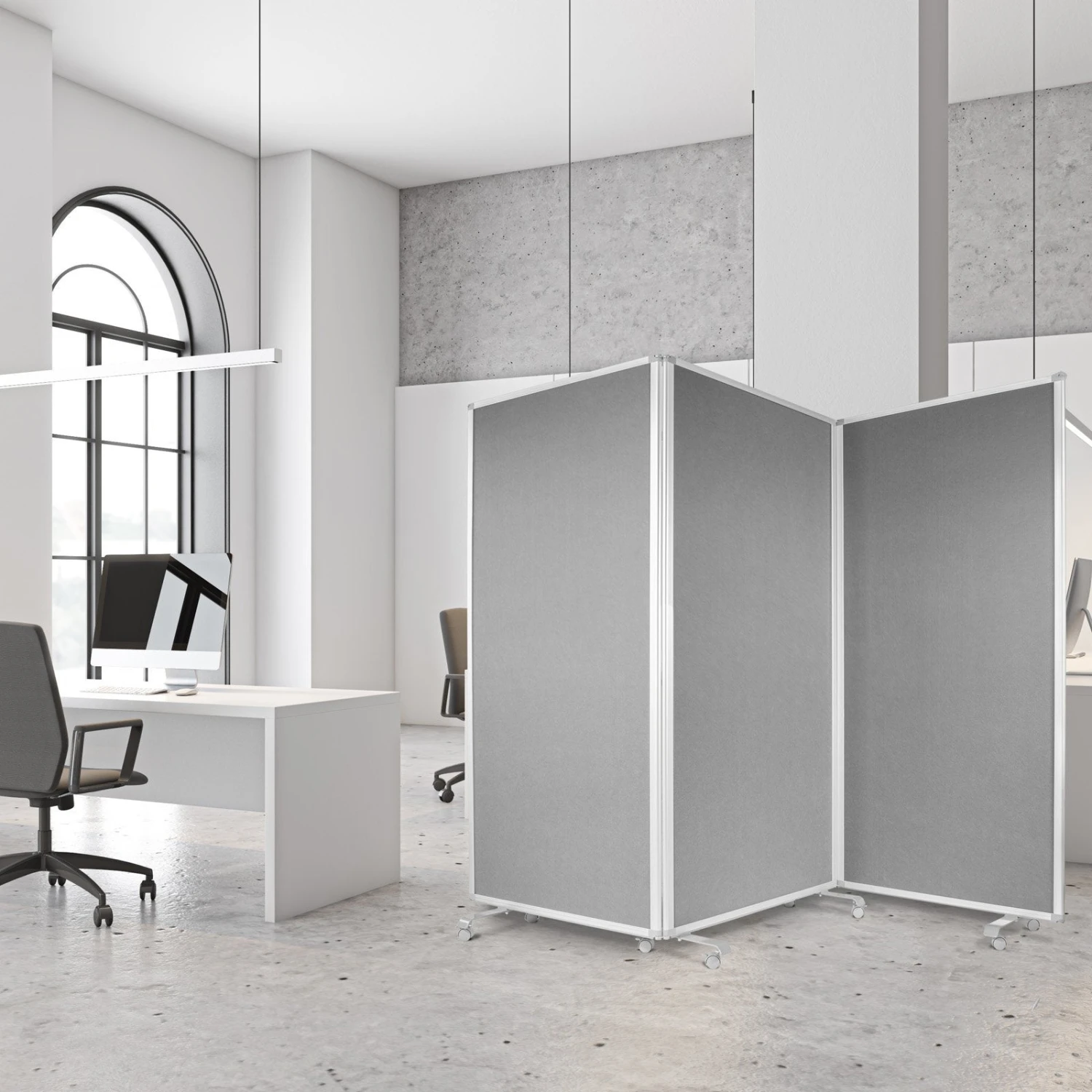 Filz-Stellwand | Trennwand 3-teilig | Mit Rollen | Doppelseitig Nutzbar 7 Filz-Stellwand | Trennwand 3-teilig | Mit Rollen | Doppelseitig Nutzbar – Bild 5