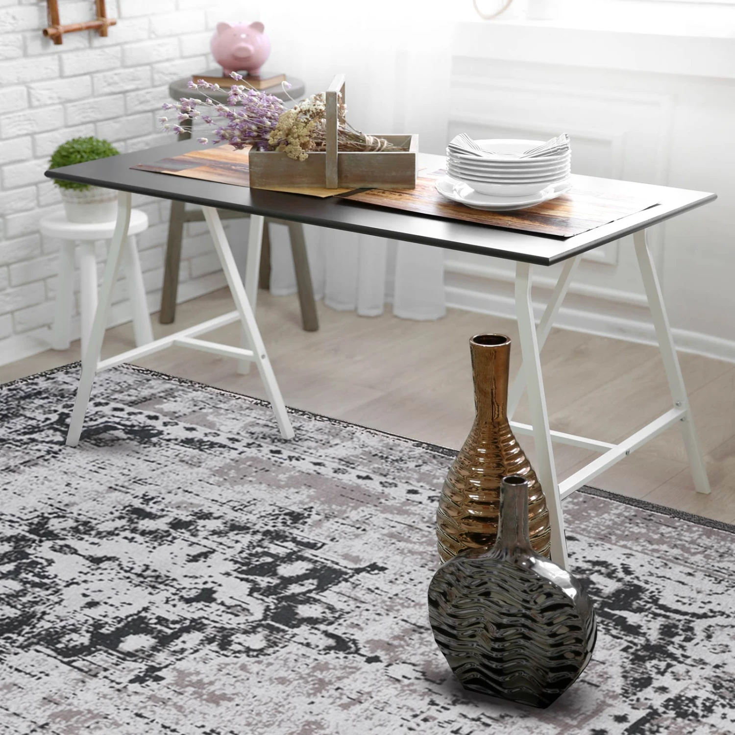 Flachgewebter Teppich Vintage | Grau | Strapazierfähiger Läufer 3 Flachgewebter Teppich Vintage | Grau | Strapazierfähiger Läufer