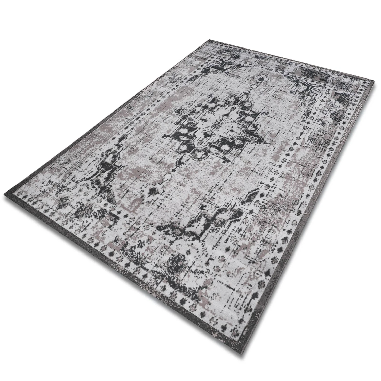 Flachgewebter Teppich Vintage | Grau | Strapazierfähiger Läufer 4 Flachgewebter Teppich Vintage | Grau | Strapazierfähiger Läufer – Bild 2