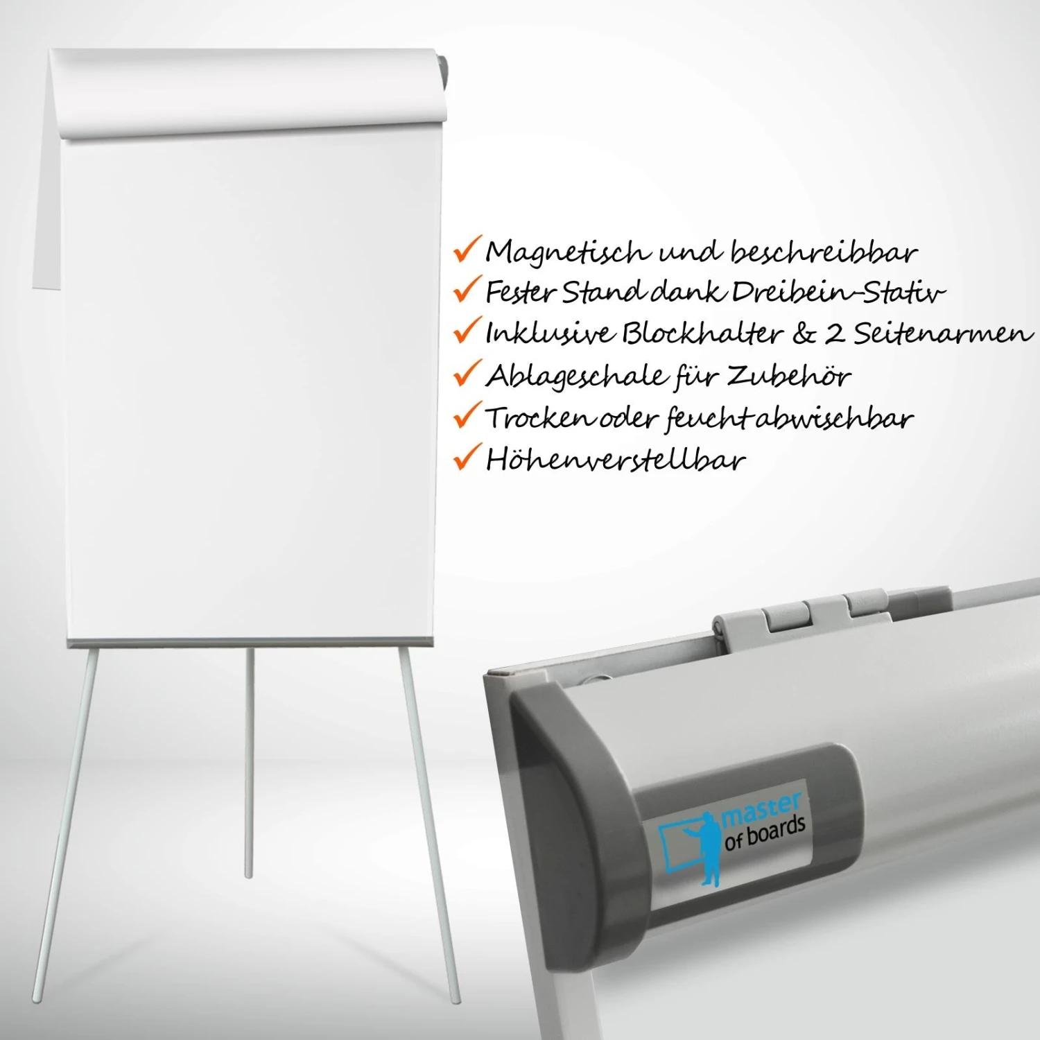 Flipchart Coyote PRO | Dreibein-Stativ | Klappbar | Mit Papierhaltern 5 Flipchart Coyote PRO | Dreibein-Stativ | Klappbar | Mit Papierhaltern – Bild 3
