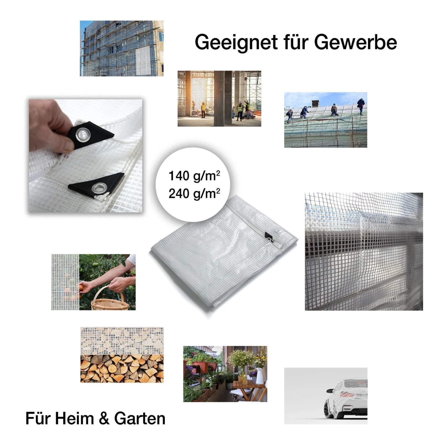 Gitter-Abdeckplane Leno | Extra Reißfest | Wasserdichte Plane Mit Ösen | 140 G/m² 14 Gitter-Abdeckplane Leno | Extra Reißfest | Wasserdichte Plane Mit Ösen | 140 G/m² – Bild 12