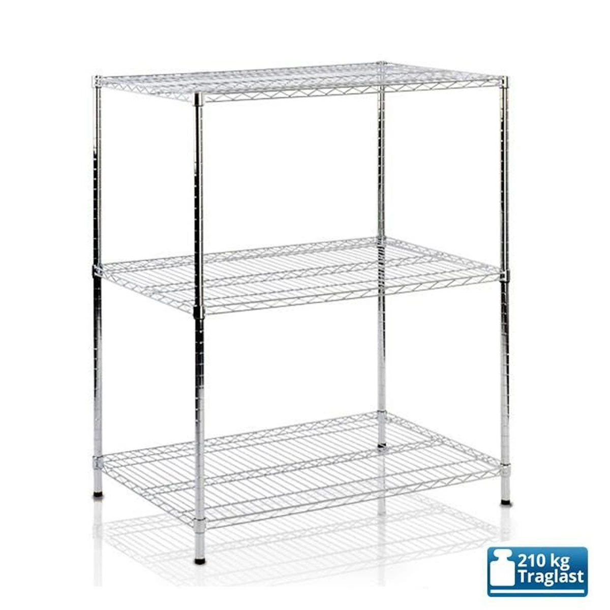 Gitterregal Everest | Verchromt | 3 / 4 / 5 Böden | Für Keller Und Werkstatt 4 Gitterregal Everest | Verchromt | 3 / 4 / 5 Böden | Für Keller Und Werkstatt – Bild 2