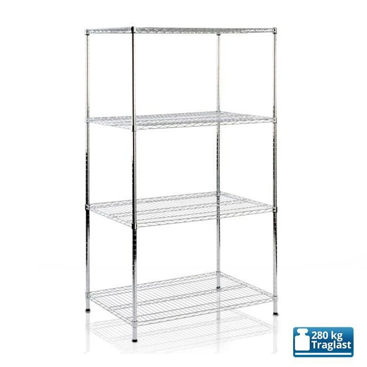 Gitterregal Everest | Verchromt | 3 / 4 / 5 Böden | Für Keller Und Werkstatt 3 Gitterregal Everest | Verchromt | 3 / 4 / 5 Böden | Für Keller Und Werkstatt