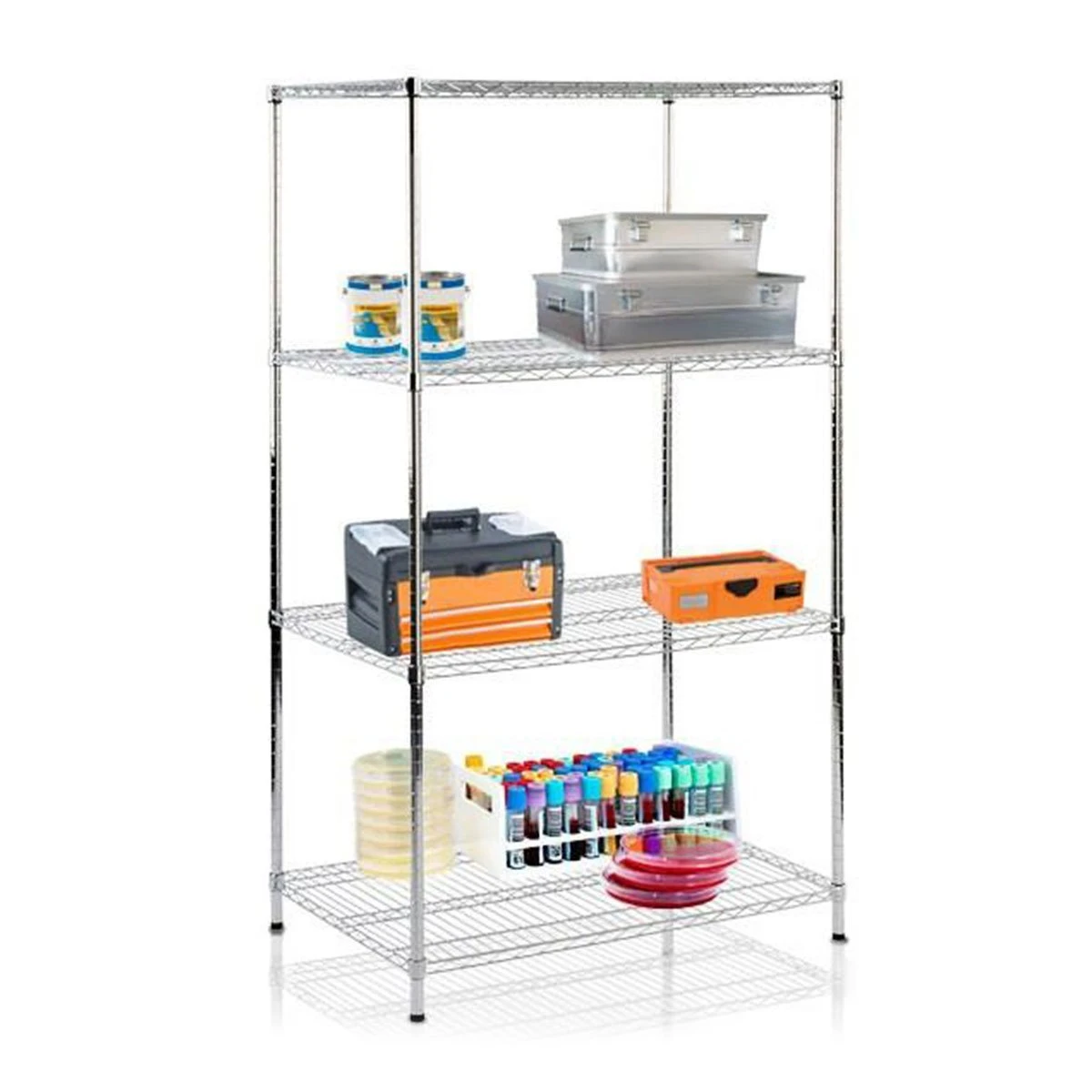 Gitterregal Himalaya | Verchromt | 4 / 5 Böden | Individuell Einsetzbar 8 Gitterregal Himalaya | Verchromt | 4 / 5 Böden | Individuell Einsetzbar – Bild 6