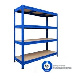 Weitspannregal | Blau | Regal Für Keller & Werkstatt | Traglast Bis 1600 Kg 10 Weitspannregal | Blau | Regal Für Keller & Werkstatt | Traglast Bis 1600 Kg -Floordirekt heavy rack blue tuev