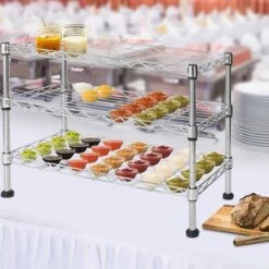 Küchenregal Leon | Tischregal | Verchromt | 3 Etagen -Floordirekt kuchenregal leon tischregal verchromt 3 etagen 436770