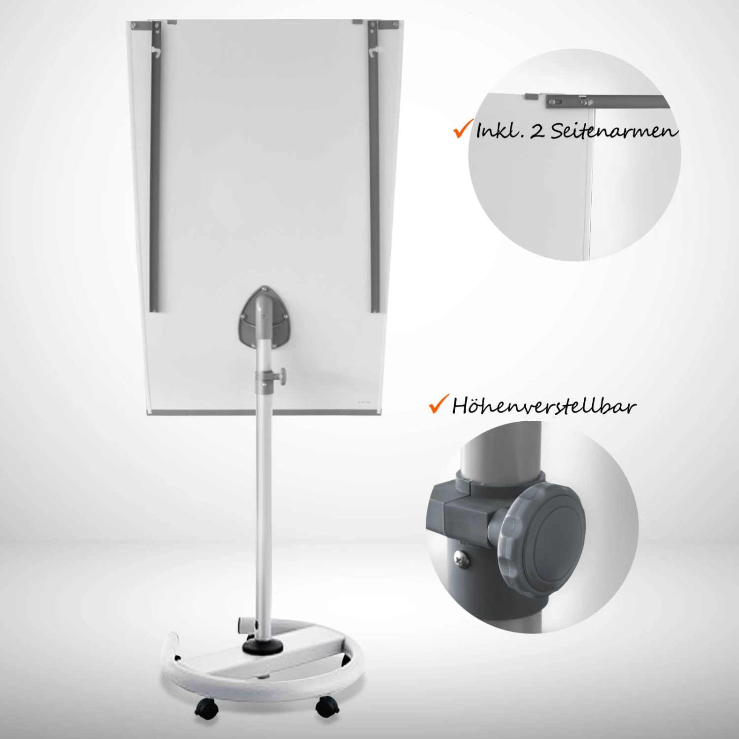 Mobiles Flipchart Shark Premium | Rollenfuß | Höhenverstellbar | 2 Papierhalter 7 Mobiles Flipchart Shark Premium | Rollenfuß | Höhenverstellbar | 2 Papierhalter – Bild 5