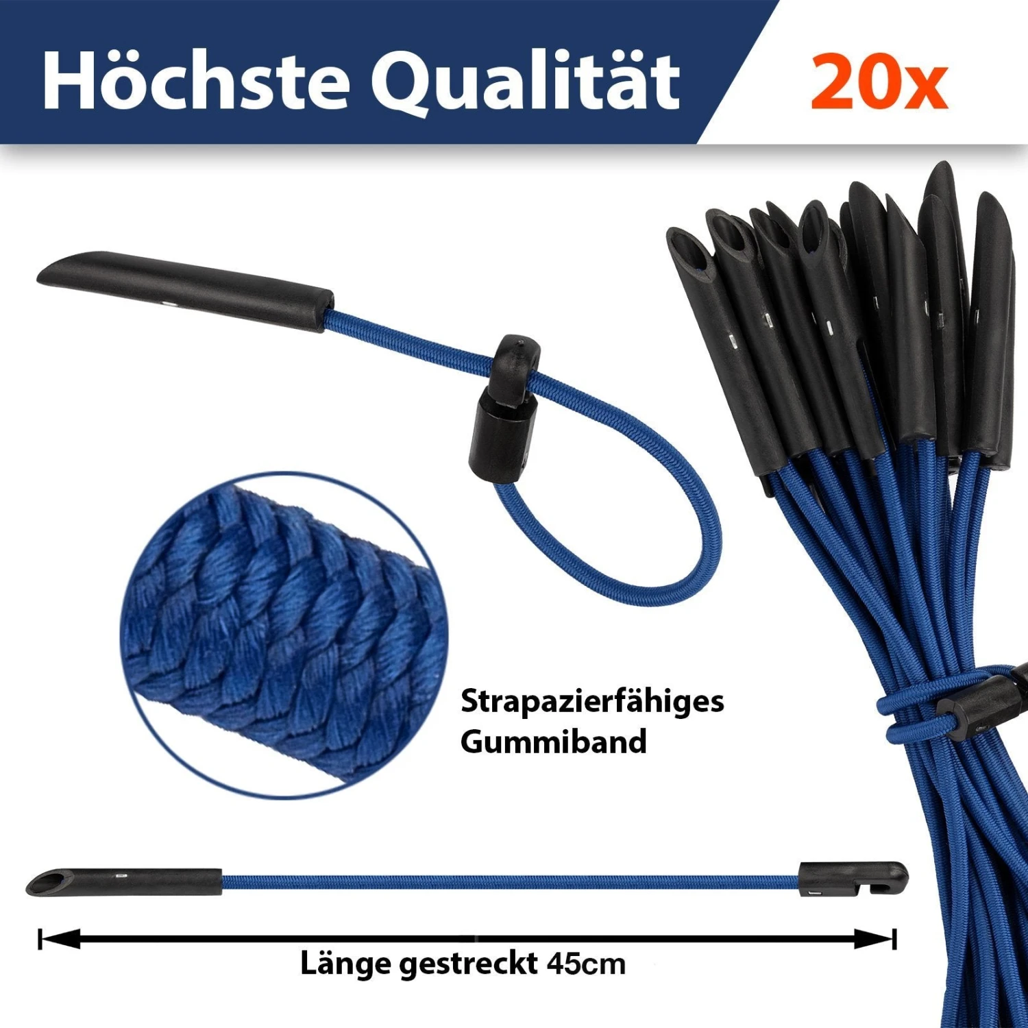 Multifunktionale Spanngummis Mit Haken | Planenspanner | 20er Set 8 Multifunktionale Spanngummis Mit Haken | Planenspanner | 20er Set – Bild 6