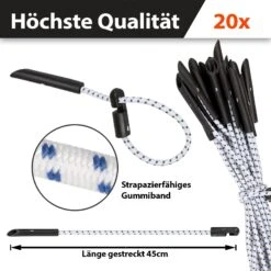 Multifunktionale Spanngummis Mit Haken | Planenspanner | 20er Set 28 Multifunktionale Spanngummis Mit Haken | Planenspanner | 20er Set -Floordirekt multifunktionale spanngummis mit haken 20er set 897877