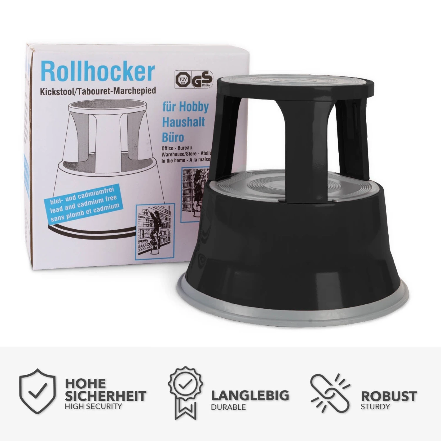 Rollhocker | Elefantenfuß | Stahl | Hocker Für Büro Oder Gewerbe 9 Rollhocker | Elefantenfuß | Stahl | Hocker Für Büro Oder Gewerbe – Bild 7