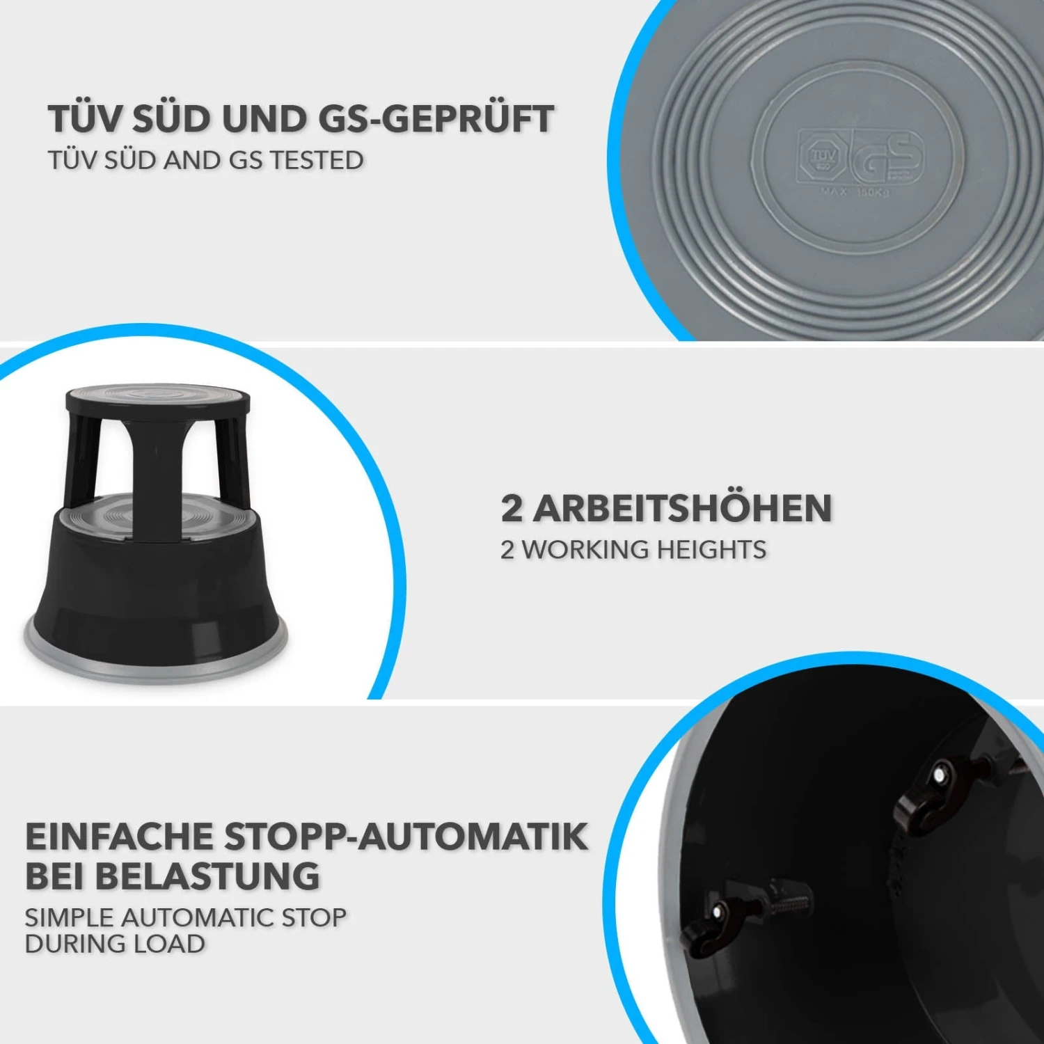 Rollhocker | Elefantenfuß | Stahl | Hocker Für Büro Oder Gewerbe 6 Rollhocker | Elefantenfuß | Stahl | Hocker Für Büro Oder Gewerbe – Bild 4