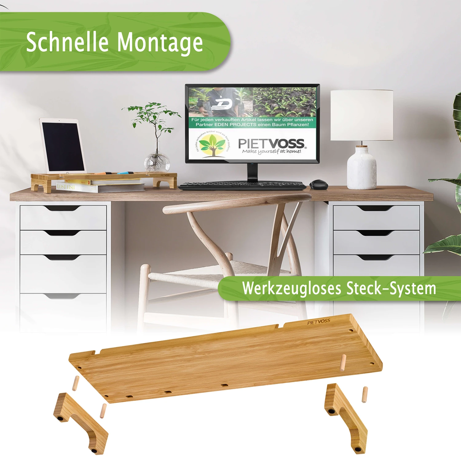 PIETVOSS Schreibtisch-Organizer Aus Bambus-Holz | Desk Organizer | Mit Kabelführung | 56 X 15 X 6 Cm 11 PIETVOSS Schreibtisch-Organizer Aus Bambus-Holz | Desk Organizer | Mit Kabelführung | 56 X 15 X 6 Cm – Bild 9