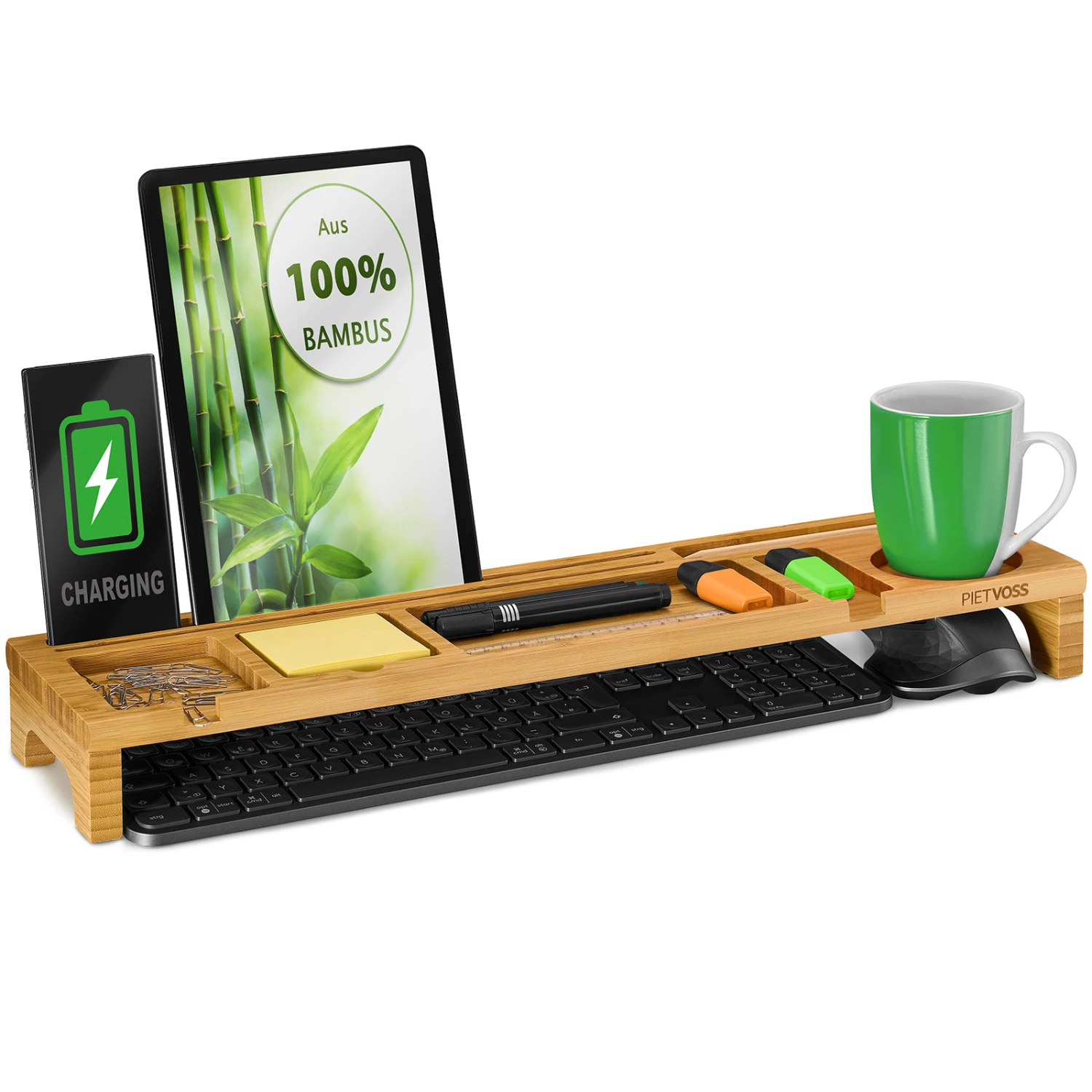 PIETVOSS Schreibtisch-Organizer Aus Bambus-Holz | Desk Organizer | Mit Kabelführung | 56 X 15 X 6 Cm 5 PIETVOSS Schreibtisch-Organizer Aus Bambus-Holz | Desk Organizer | Mit Kabelführung | 56 X 15 X 6 Cm – Bild 3