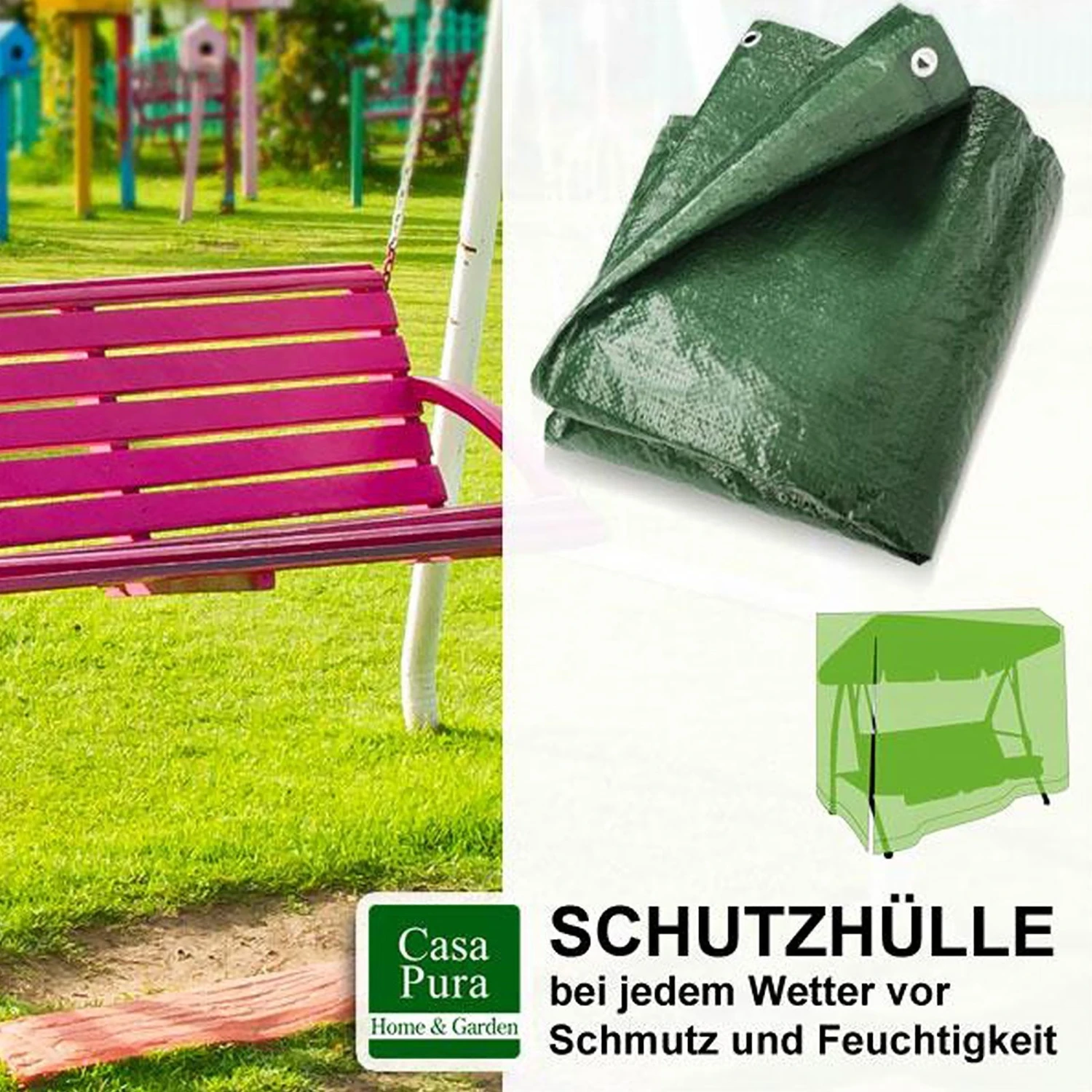 Schutzhülle Gartenschaukeln | 2 Größen | Grün 3 Schutzhülle Gartenschaukeln | 2 Größen | Grün