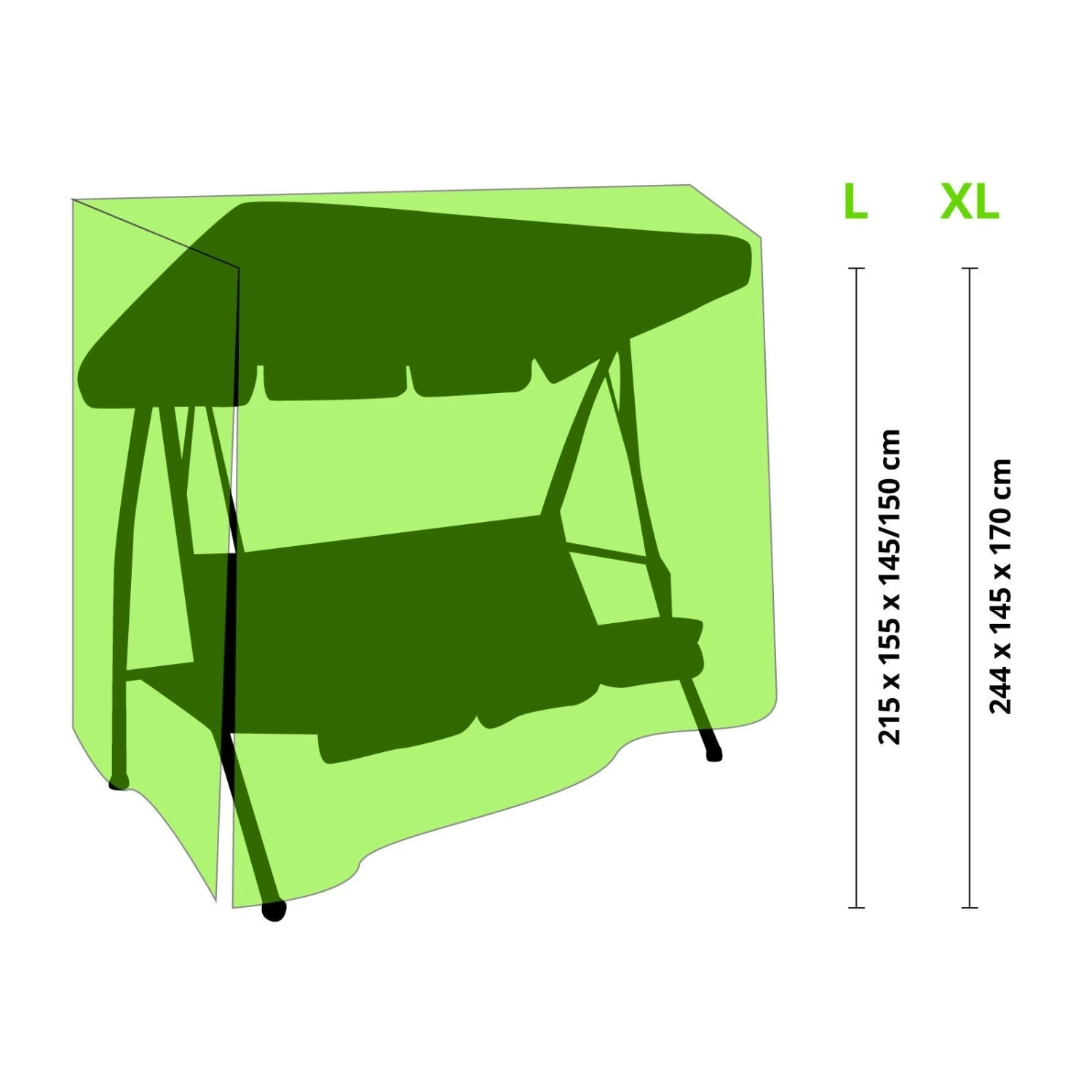 Schutzhülle Gartenschaukeln | 2 Größen | Grün 6 Schutzhülle Gartenschaukeln | 2 Größen | Grün – Bild 4