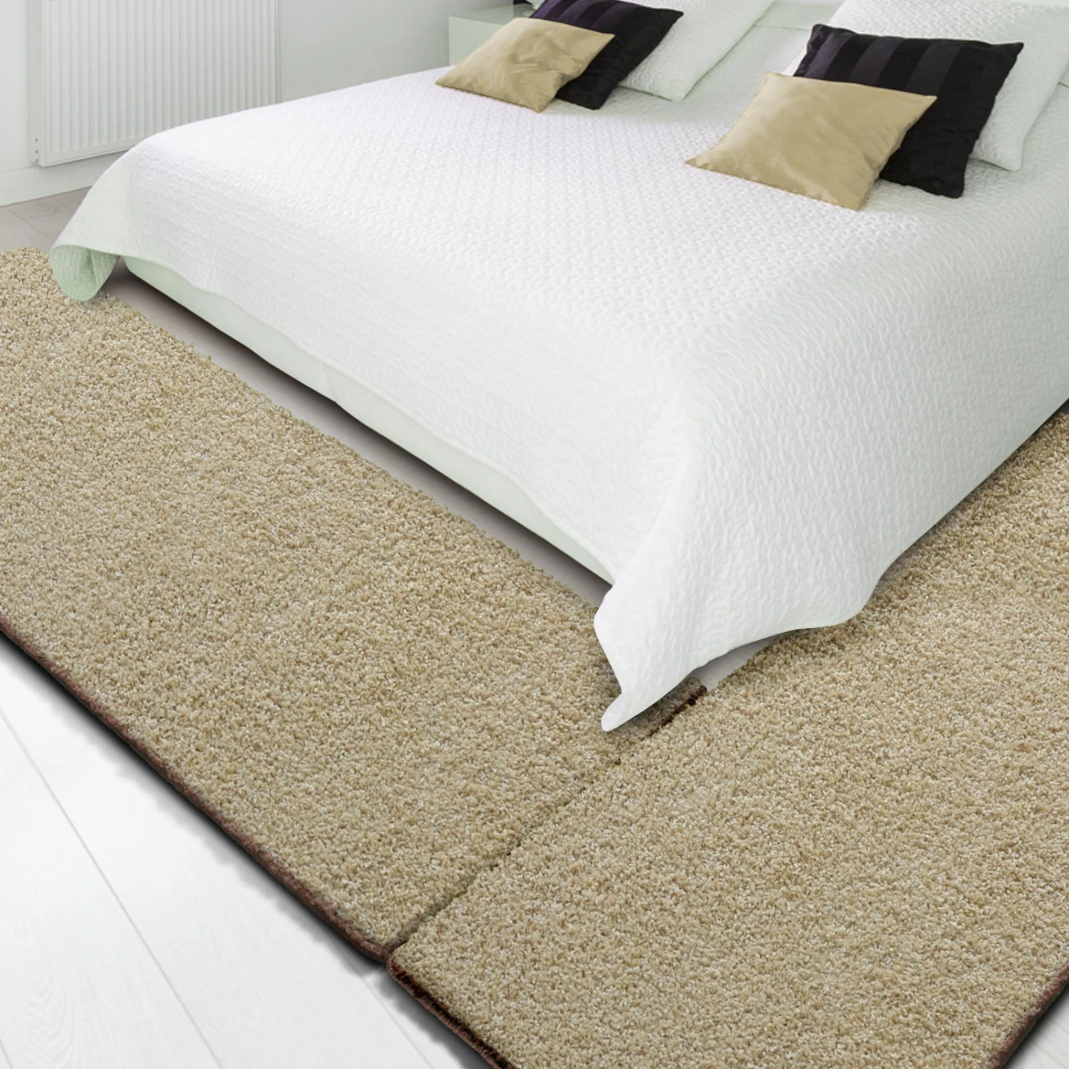 Shaggy-Bettumrandung | Barcelona | 3er-Set | Teppichbrücke Mit Action-Back-Rücken 11 Shaggy-Bettumrandung | Barcelona | 3er-Set | Teppichbrücke Mit Action-Back-Rücken – Bild 9