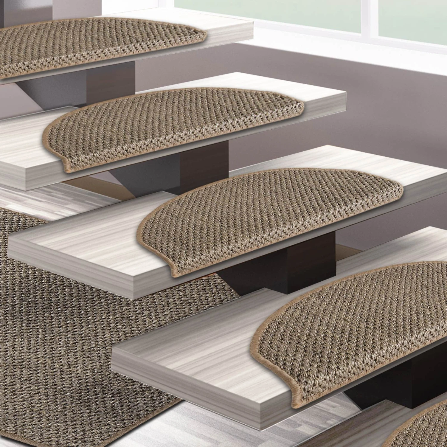 Sisal-Stufenmatte Tiger-Eye | Halbrund Oder Eckig | Modernes Design 5 Sisal-Stufenmatte Tiger-Eye | Halbrund Oder Eckig | Modernes Design – Bild 3