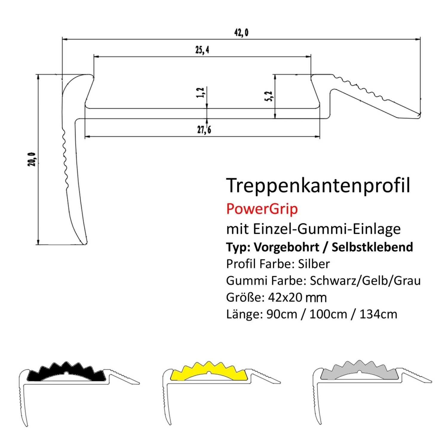Treppenkantenprofil | Power Grip | Einzel-Gummieinlage 9 Treppenkantenprofil | Power Grip | Einzel-Gummieinlage – Bild 7