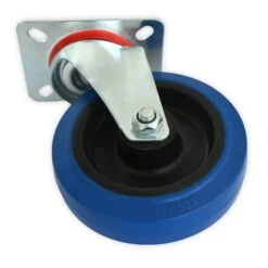 Transportrollen | Gummi | Auflageplatte | Blau | Mit Oder Ohne Bremse 12 Transportrollen | Gummi | Auflageplatte | Blau | Mit Oder Ohne Bremse -Floordirekt transportrolle blau platte ohne bremse 02