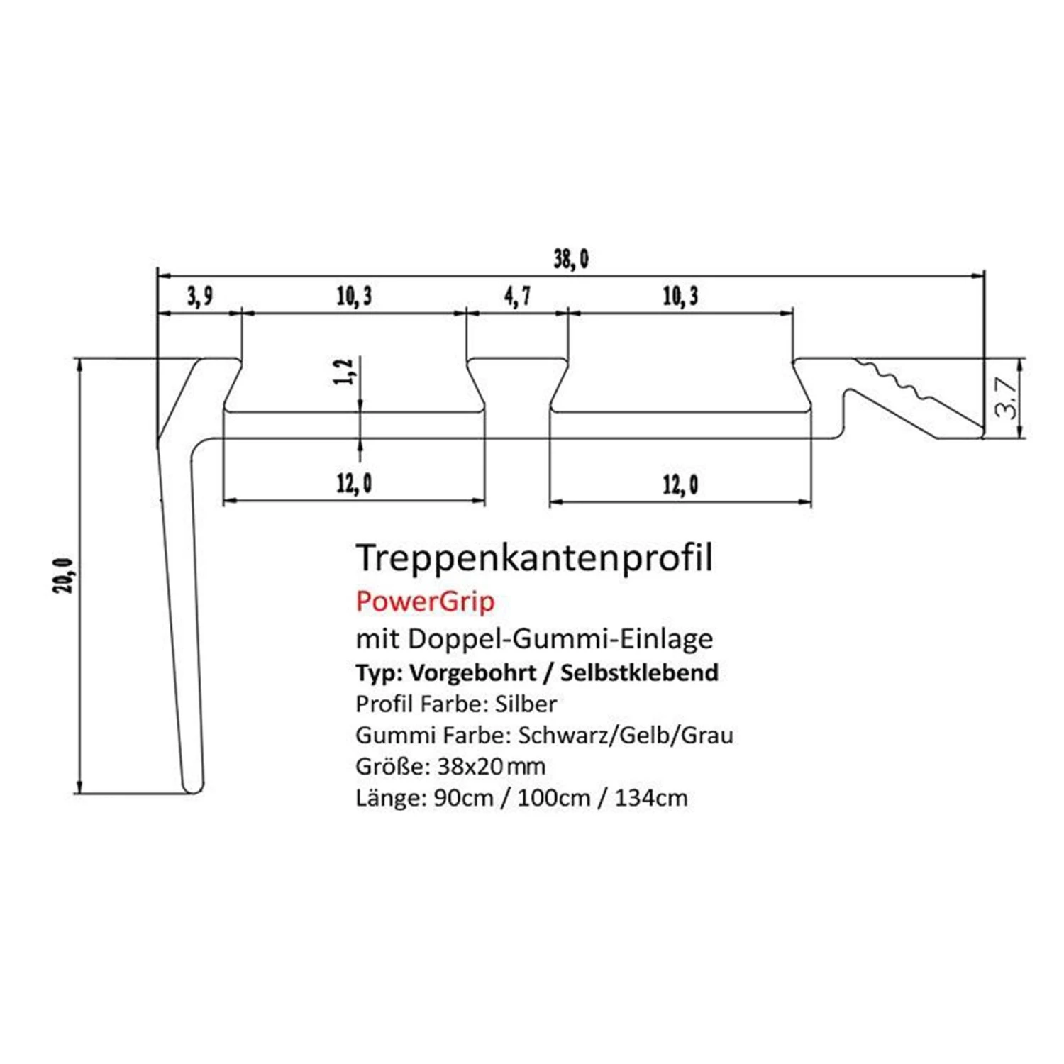 Treppenkantenprofil | Power Grip | Doppel-Gummieinlage 8 Treppenkantenprofil | Power Grip | Doppel-Gummieinlage – Bild 6