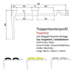 Treppenkantenprofil | Power Grip | Doppel-Gummieinlage 13 Treppenkantenprofil | Power Grip | Doppel-Gummieinlage -Floordirekt treppenwinkel mit doppel gummi einlage power grip selbstklebend Alle 1
