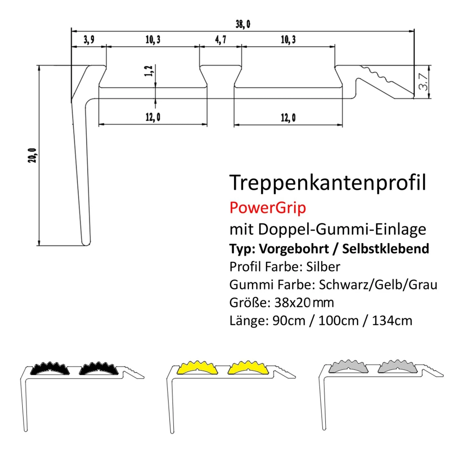 Treppenkantenprofil | Power Grip | Doppel-Gummieinlage 7 Treppenkantenprofil | Power Grip | Doppel-Gummieinlage – Bild 5