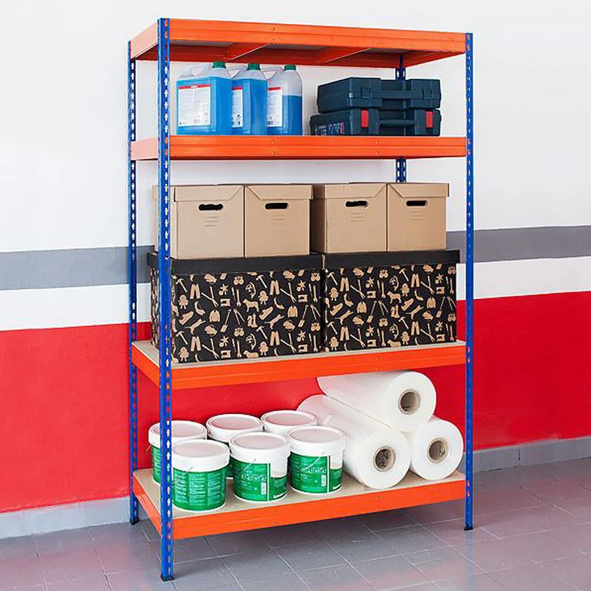 Weitspannregal | Blau-Orange | Regal Für Keller & Werkstatt | Traglast Bis 1600 Kg 5 Weitspannregal | Blau-Orange | Regal Für Keller & Werkstatt | Traglast Bis 1600 Kg – Bild 3